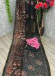 Amazing Black Designer Embroidered Work Wedding Wear Saree