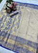 Amazing Blue Super Hit Design Handloom Silk Kanjiwaram Saree