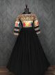 Amazing Ceremonial Black Faux Georgette Designer Gown