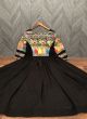 Amazing Ceremonial Black Faux Georgette Designer Gown