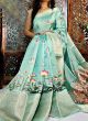 Amazing Sky Blue Kalamkari Printed Designer Saree