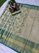 Amazing Teal Super Hit Design Handloom Silk Kanjiwaram Saree