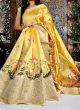 Amazing Yellow Kalamkari Printed Designer Saree