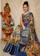 Blue Chanderi Silk Saree With Zari Weaving Border