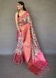 Charming Digital Kalamkari Printed Saree In Pink