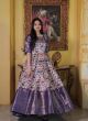 Designer Readymade Patola Printed Purple Silk Gown