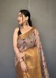 Digital Brown Kalamkari Cotton Linen Saree