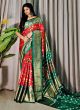 Fashionable Red Foil Printed Saree