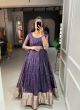 Fashionable Zari Weaving Organza Gown In Purple