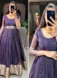 Fashionable Zari Weaving Organza Gown In Purple