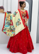 Festive Wear Red Kalamkari Printed Lehenga Choli