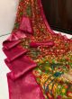 Gold Zari Kanchi Patto Border Chanderi Silk Kalamkari Digital Printed Pink Saree