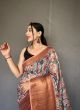 Grey Cotton Linen Kalamkari Digital Printed Saree