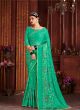 Indian Traditional Gorgeous Designer Green Brasso Saree