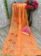 Indian Traditional Gorgeous Designer Orange Brasso Saree