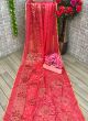 Indian Traditional Gorgeous Designer Salmon Pink Brasso Saree