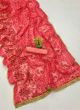 Indian Traditional Gorgeous Designer Salmon Pink Brasso Saree