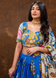 Latest Kalamkari Print Lehenga Choli In Royal Blue