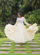 Latest Party Wear Off White Cotton Gown