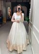 Latest Zari Weaving Organza Gown In White