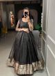 Lovely Zari Weaving Organza Gown In Black