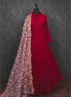 Maroon Georgette Butti Work Ethnic Full Stitched Designer Gown