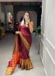 Maroon Traditional Narayan Pet Cotton Latest Designs Saree