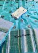 Partywear Organza Sky Blue Saree