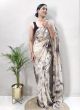 Partywear Ready To Wear Cream Saree For Women