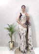 Partywear Ready To Wear Cream Saree For Women