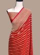 Partywear Red Georgette Zari Work Saree