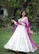 Partywear White Georgette Long Gown