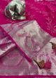 Pink Designer Sequins Work Organza Saree