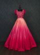 Premium Chinon Pink Designer Readymade Gown