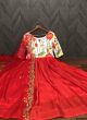 Pretty Kalamkari Printed Red Readymade Gown With Attractive Dupatta