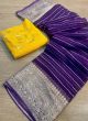 Purple Georgette Striped Weaving Saree