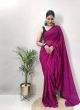 Purple Plain Drape Style Saree For Women