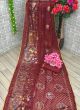 Red Designer Embroidered Work Wedding Wear Saree