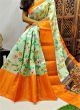 Stunning Green Chanderi Silk Digital Printed Latest Saree