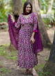 Trending Wine Georgette Kurti With Dupatta