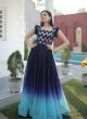 Women Beautiful Blue Georgette Traditional Long Gown