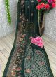 Women Brasso Embroidered Green Saree With Unstitched Blouse Piece