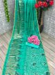 Women Brasso Embroidered Rama Saree With Unstitched Blouse Piece