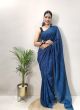 Wonderful Plain Turquoise Blue Saree For Women