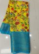 Yellow Green Gold Zari Kanchi Patto Chanderi Silk Printed Saree