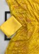 Yellow Indian Traditional Gorgeous Designer Brasso Saree