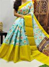 Attractive Sky Blue Chanderi Silk Digital Printed Saree