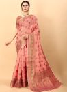 Charming Party Wear Pink Cotton Silk Women Saree