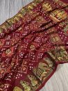 Comfortable Bandhej Silk Maroon Saree