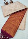 Cream Soft Silk Weaving Work Saree